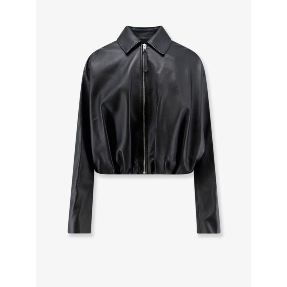 Loewe Women Cropped Leather Jacket With Back Logo Patch